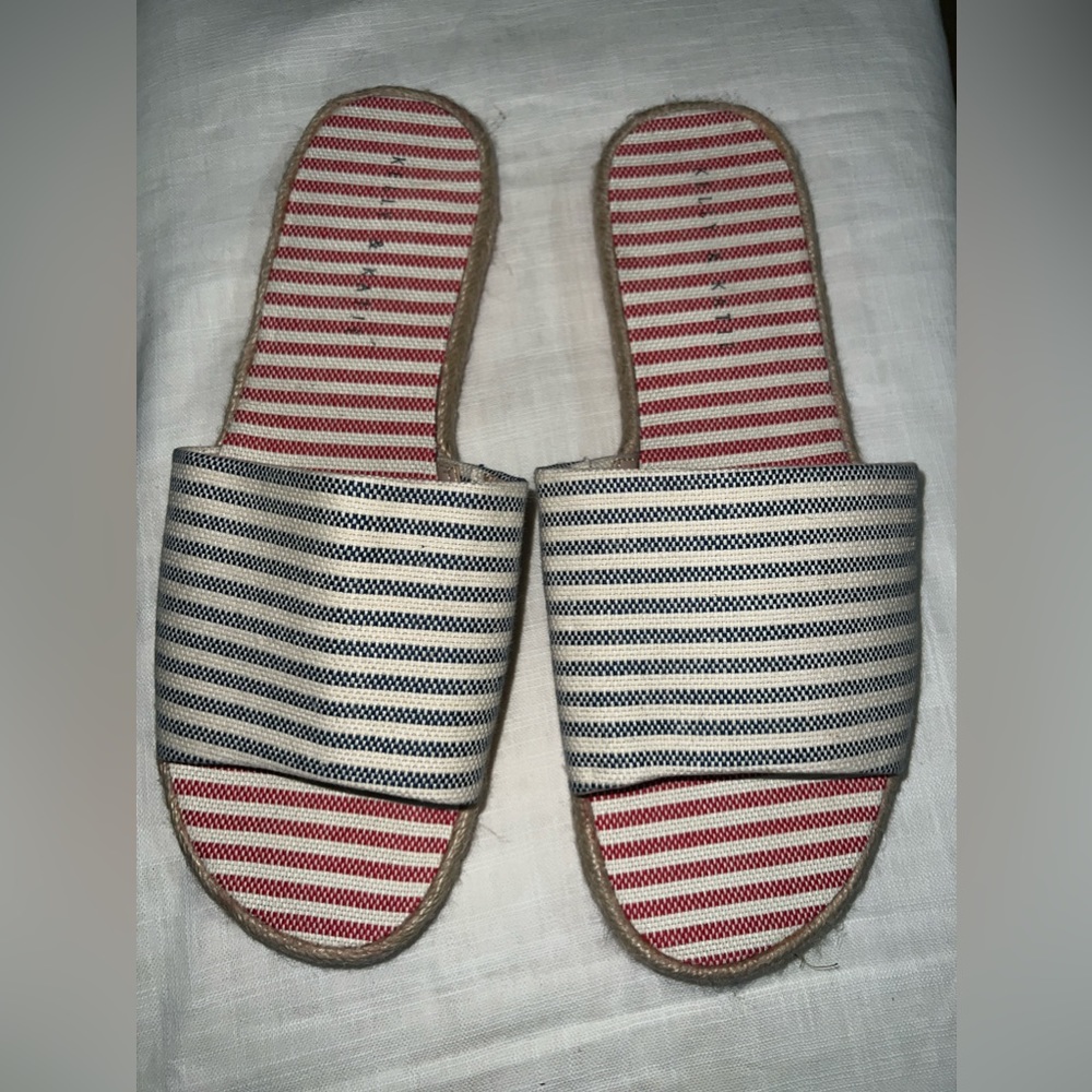 Kelly and Katie slides flats blue and red‎ striped size 10